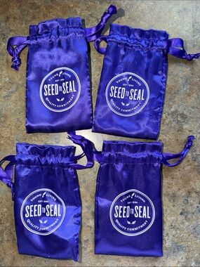 Young Living Purple Satin Seed to Seal Drawstring Pouches - Set of 4